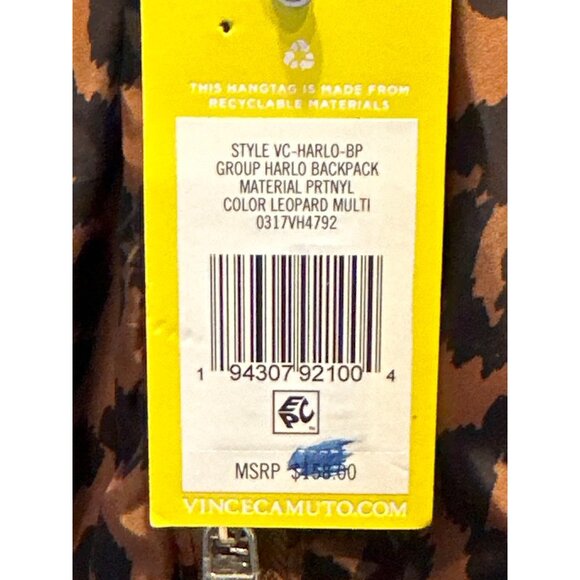 Vince Camuto Leopard Multi-Print Machine Washable Nylon Drawstring Backpack - Picture 3 of 8